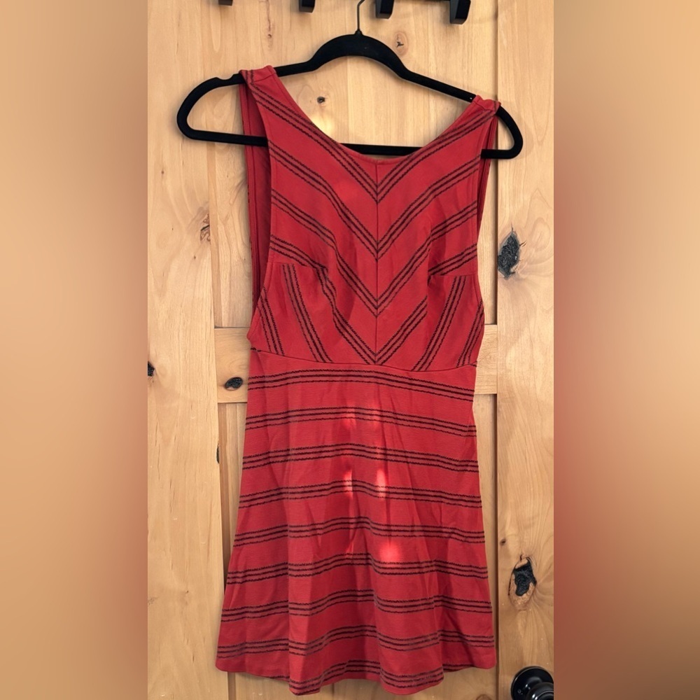 Free People Red and Black Striped Top